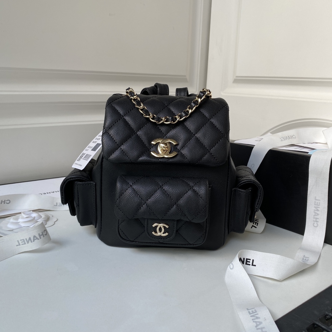 Caviar Leather Mini Backpack AS4398 Black